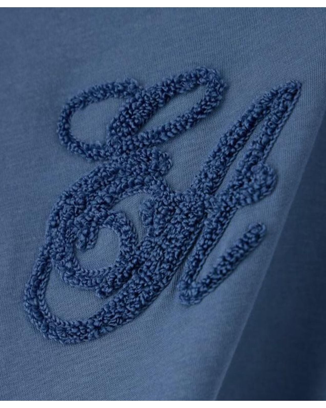 Emporio Armani Blue Supima Jersey T-Shirt With Signature Capsule Logo Embroidery