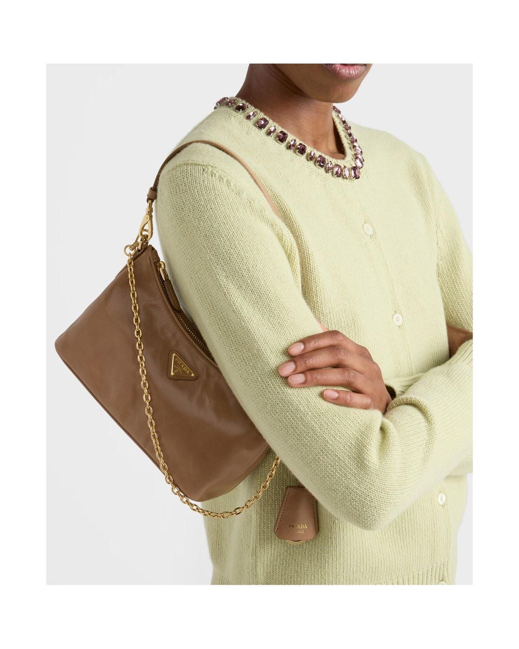 Prada Brown Leather Shoulder Bag