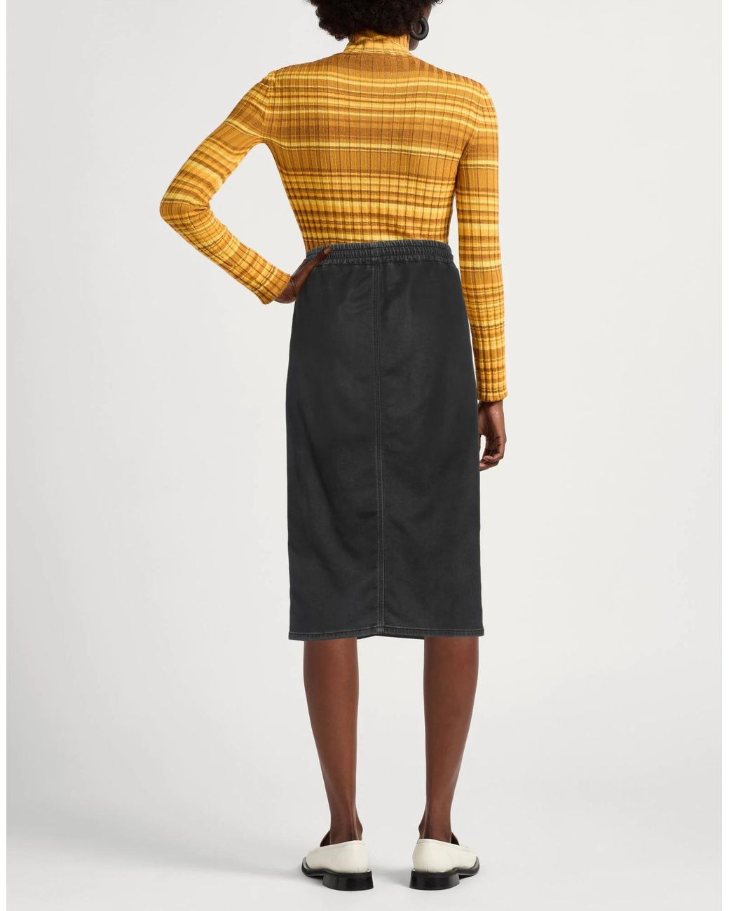 DIESEL Black Stretchy Midi Skirt