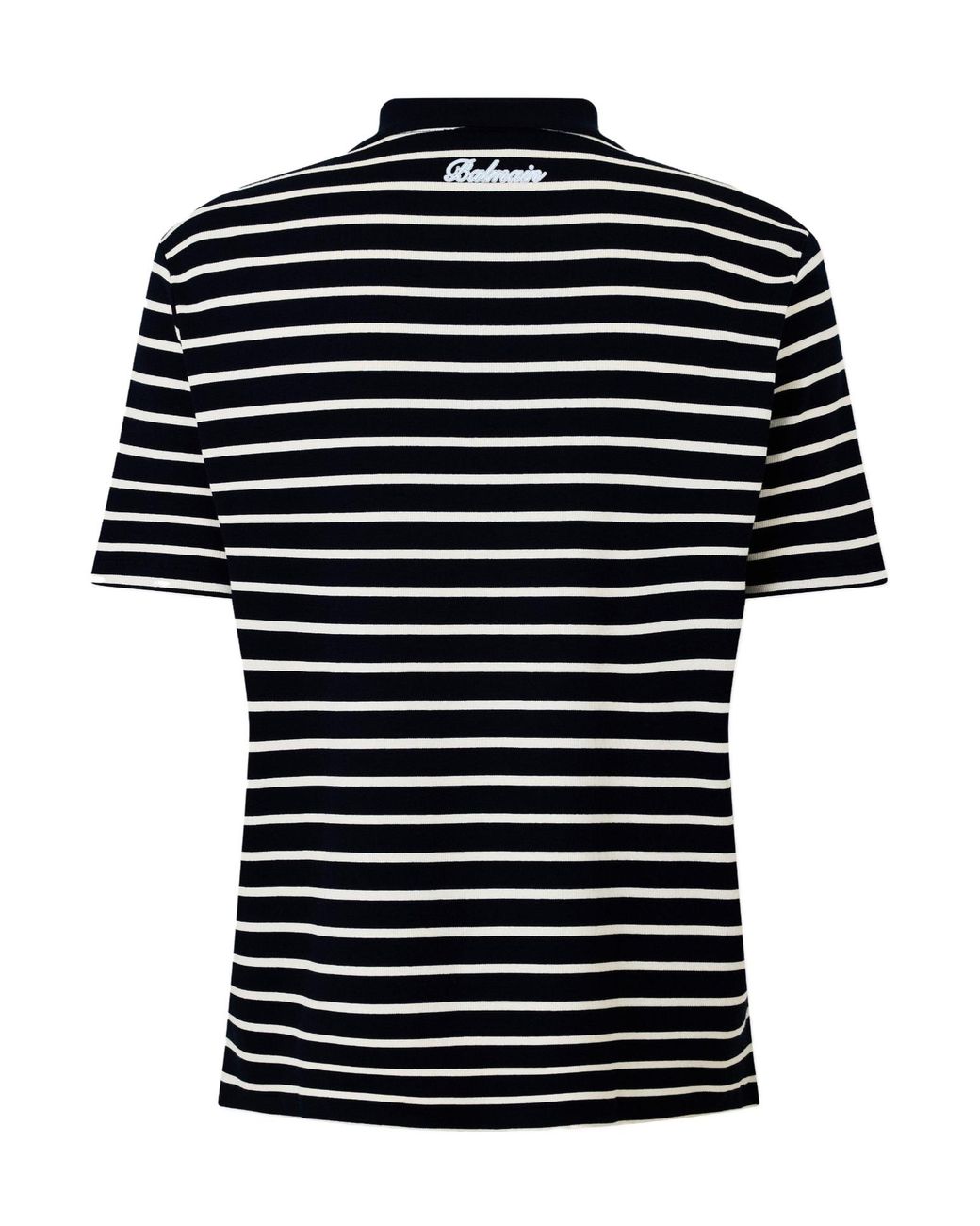 Balmain Black Striped Shortsleeve Polo for men