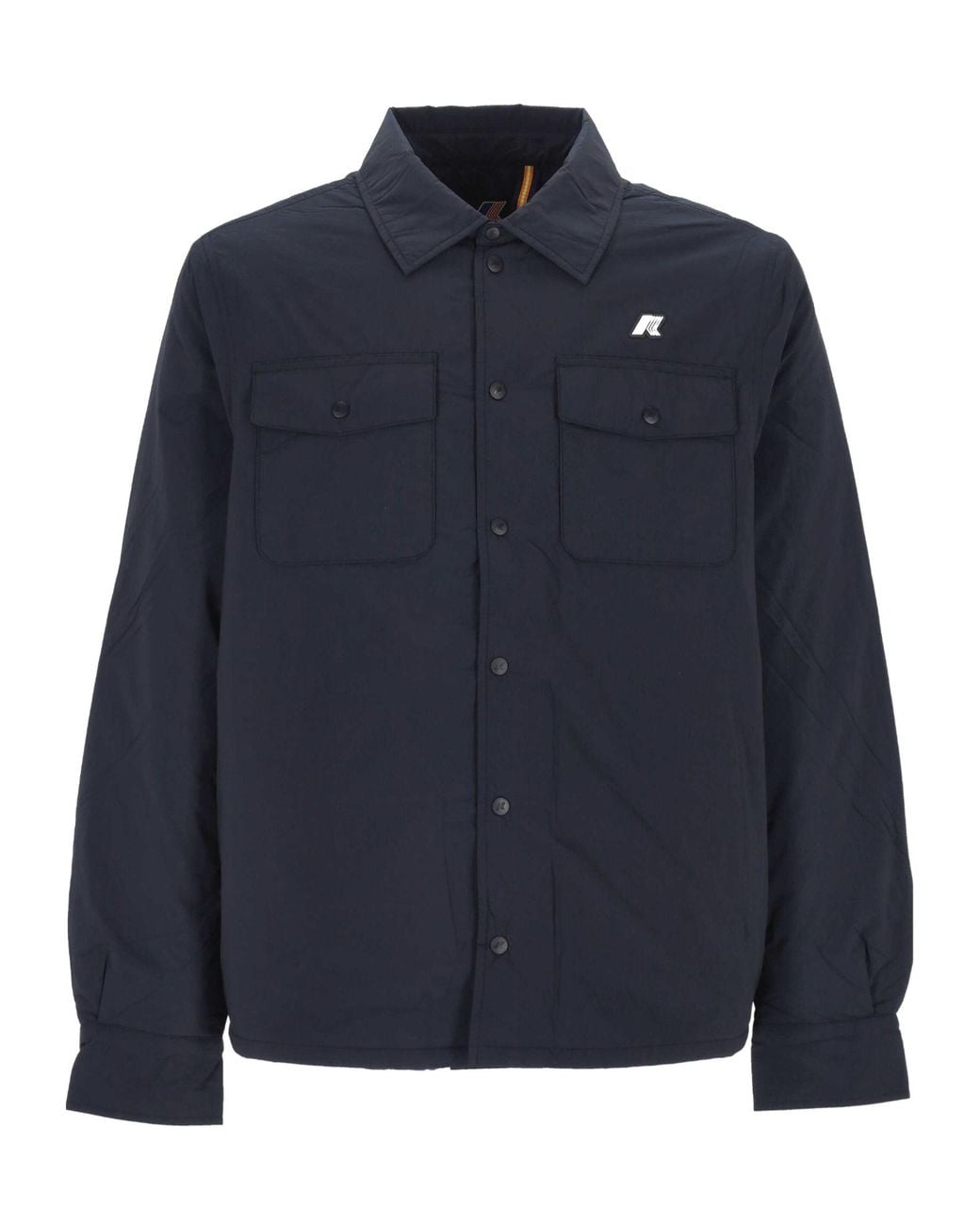 K-Way Blue Logo Patch Press-Stud Jacket for men
