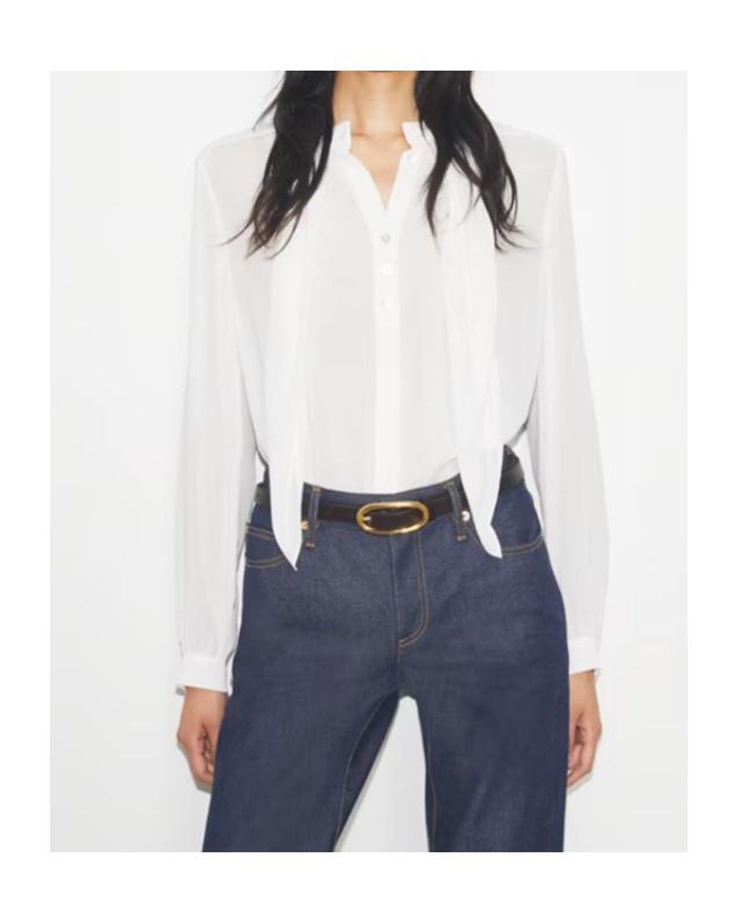 Tory Burch White Georgette Bow Blouse