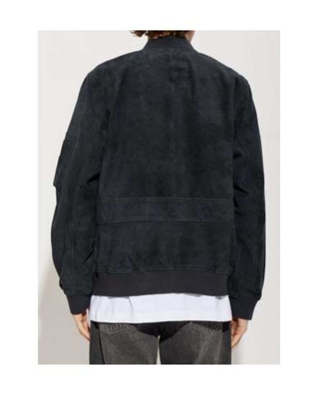AllSaints Blue Suede Bomber Jacket for men