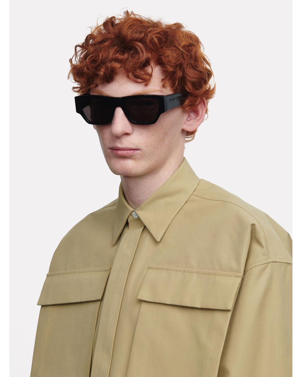 McQueen White Eyewear Square-Frame Sunglasses for men