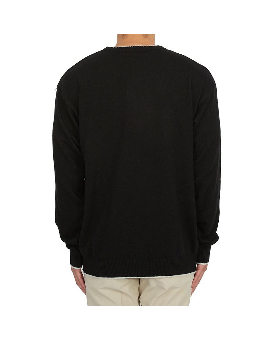 FAMILY FIRST Black Embroidered-Logo Crew-Neck Jumper for men