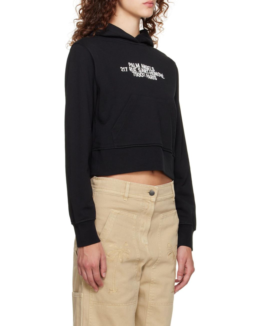 Palm Angels Black Logo Detailed Hoodie