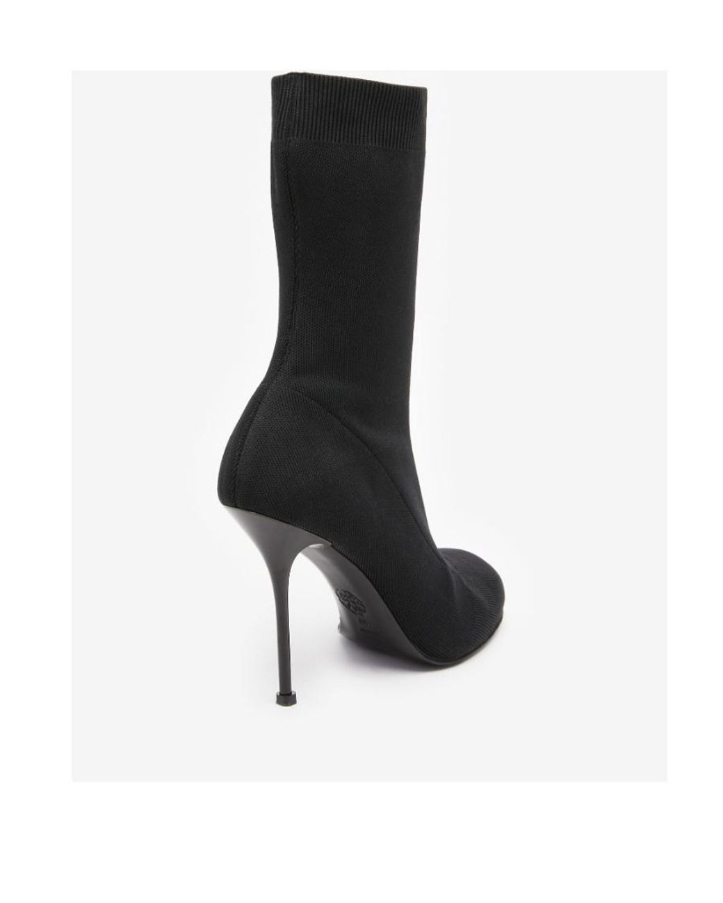 McQueen Black Pull-On Rib-Knit Boots