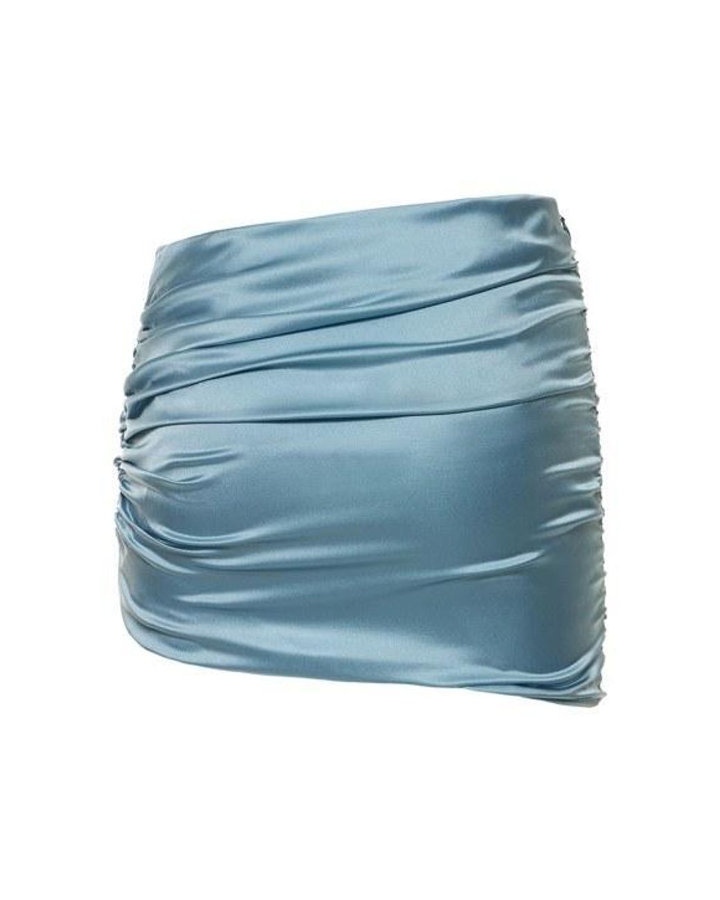 Alessandra Rich Blue Silk Satin Asymmetric Mini Skirt