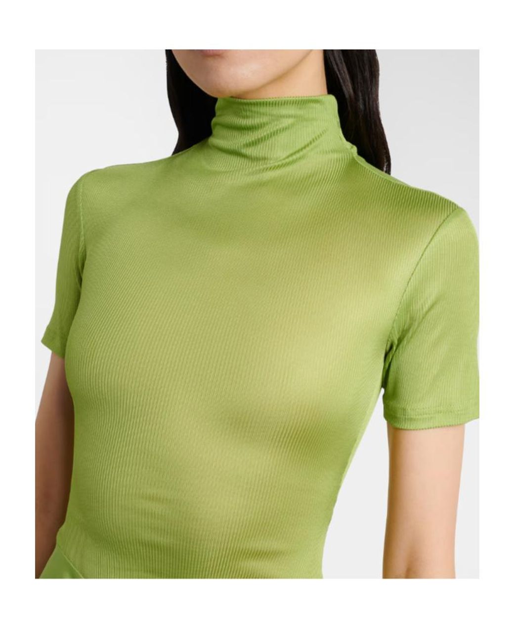 Christopher Esber Green Fusion Gathered Ribbed-Knit Gown