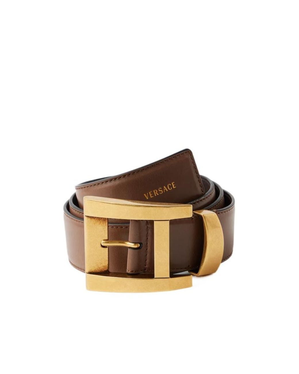 Versace Brown Square-Buckle Leather Belt for men