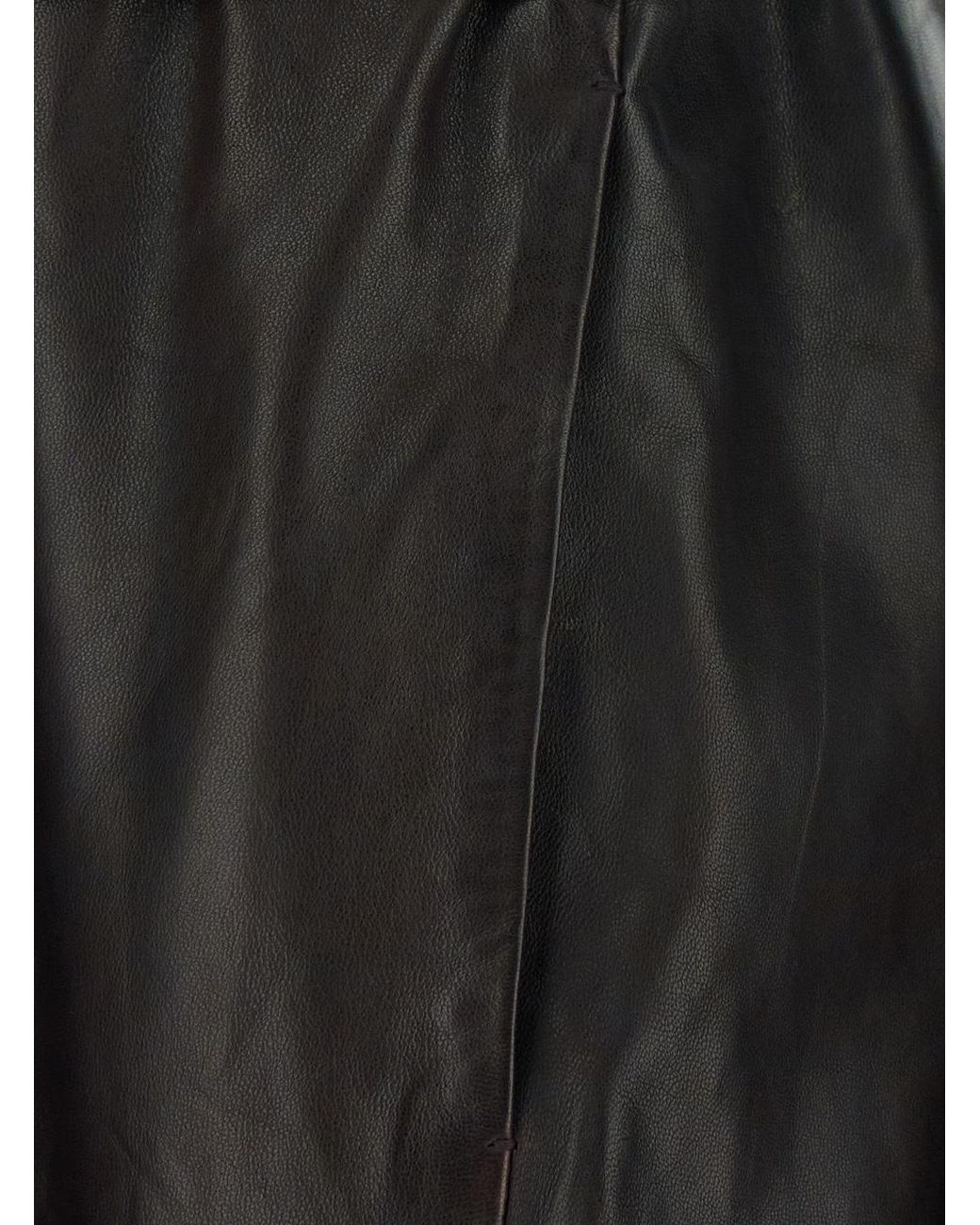 ROTATE BIRGER CHRISTENSEN Black Faux-Fur Collar Leather Coat