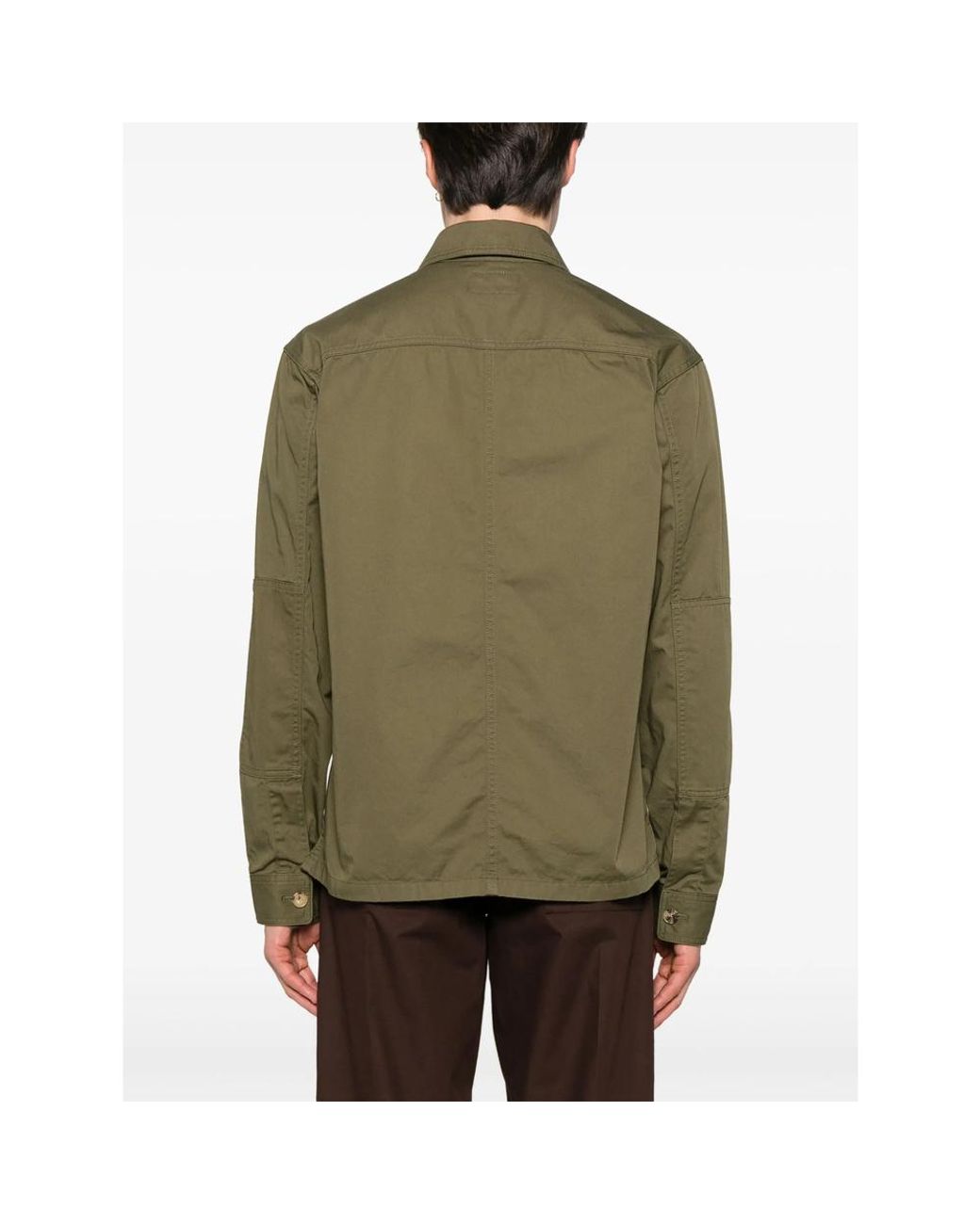 Saint Laurent Green Button-Up Twill Overshirt for men