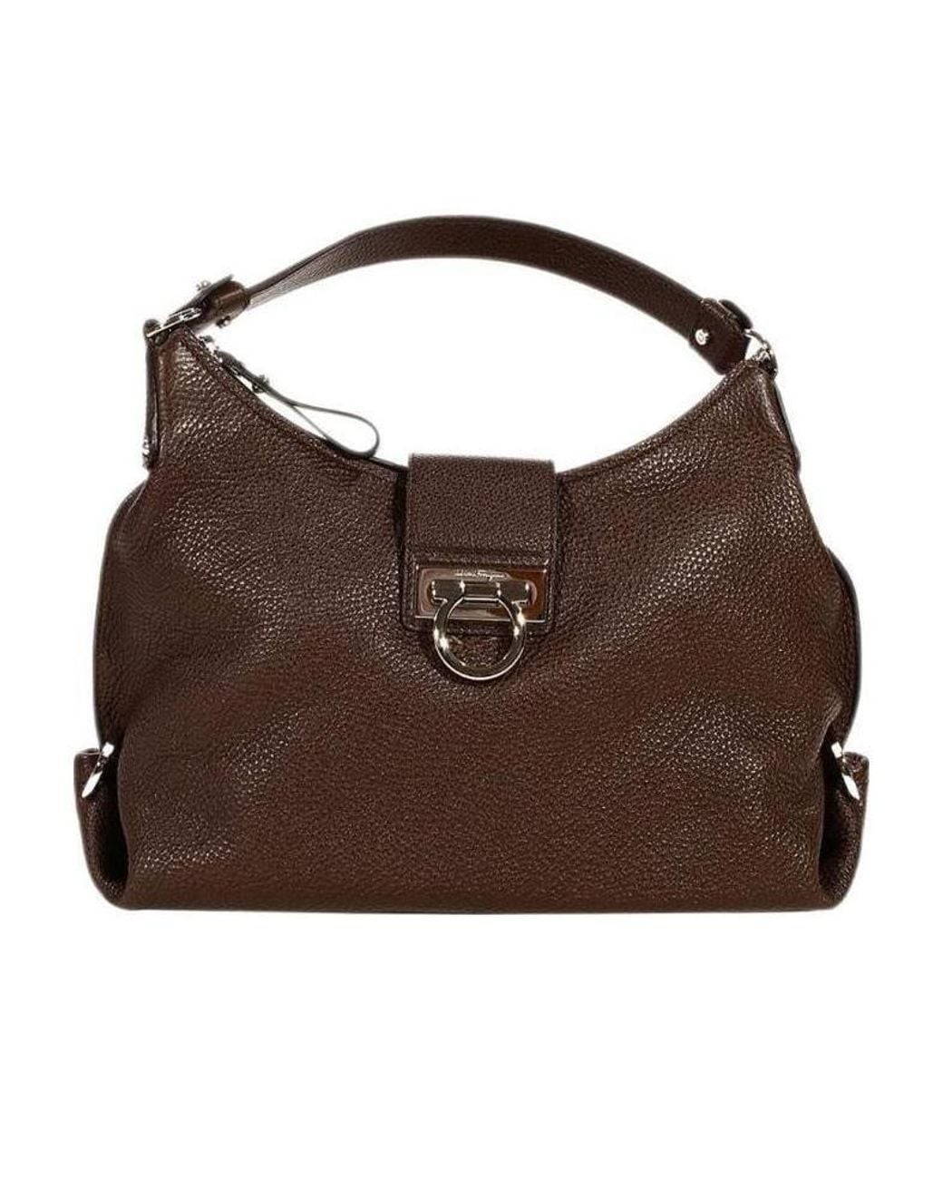 Ferragamo Brown Logo Detail Handbag