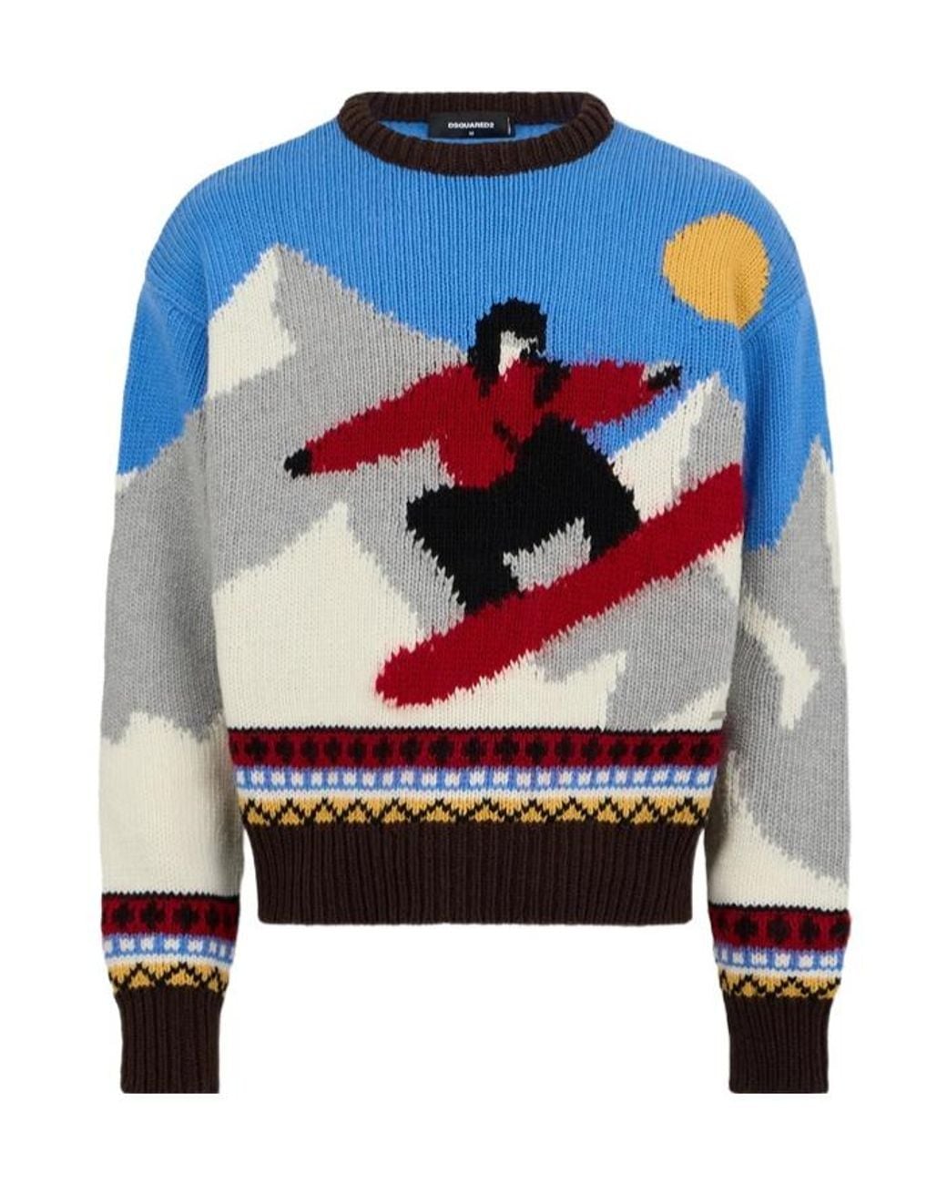 DSquared² Blue Long-Sleeved Sweater for men
