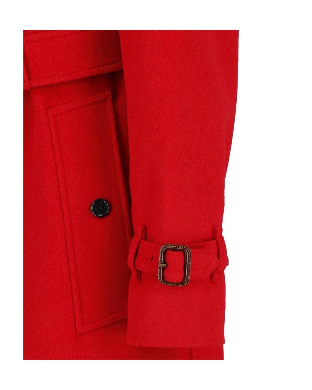 Burberry Red Double Breasted Belted Trench Coat