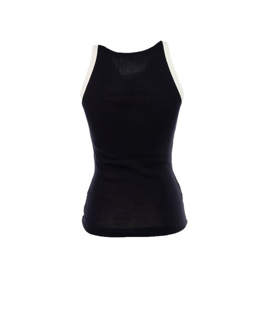 Prada Black Contrast Trim Ribbed Tank Top