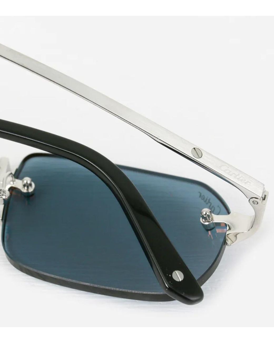 Cartier Blue Rectangular Frame Sunglasses for men