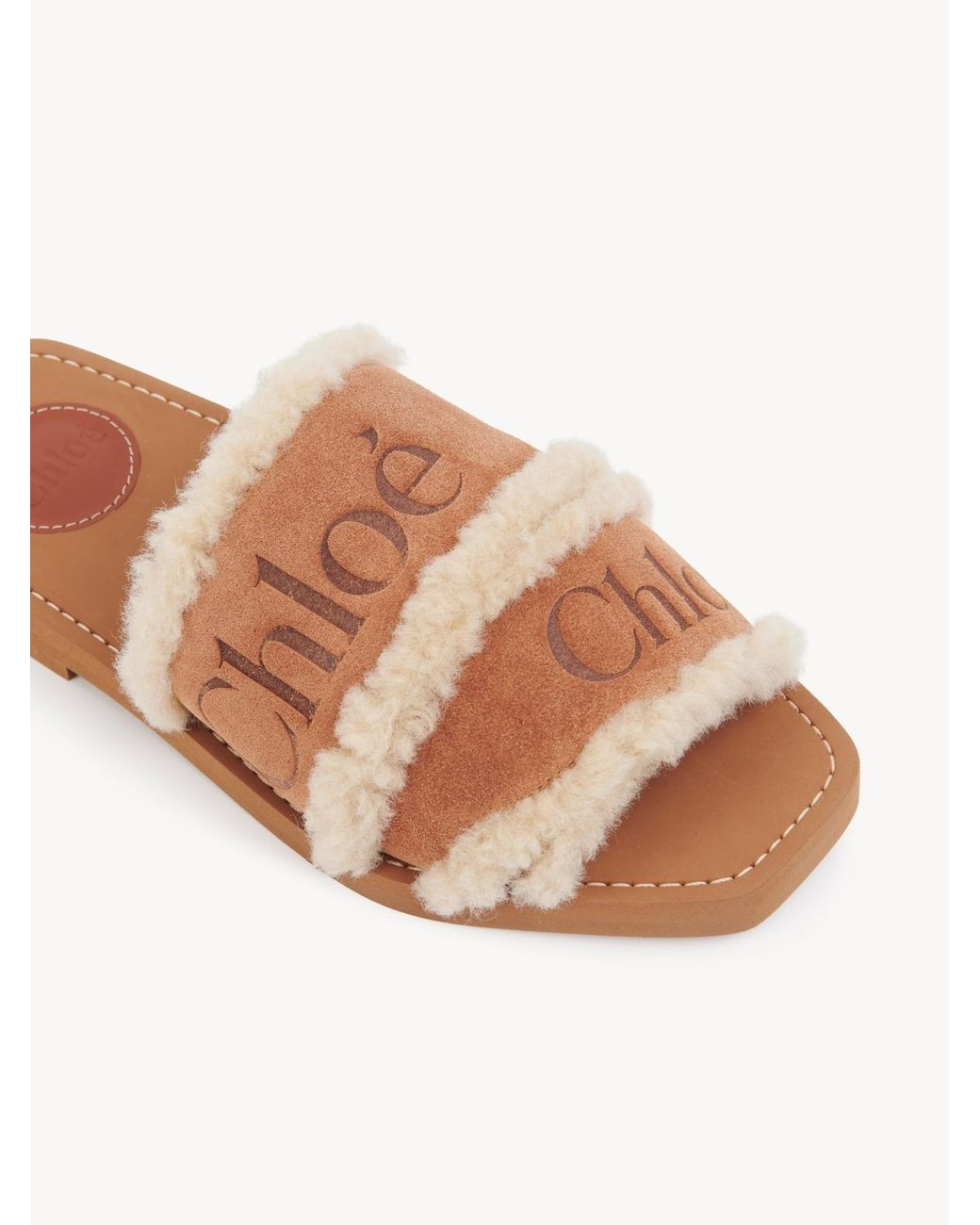 Chloé Brown Chloé Woody Shearling Sandals
