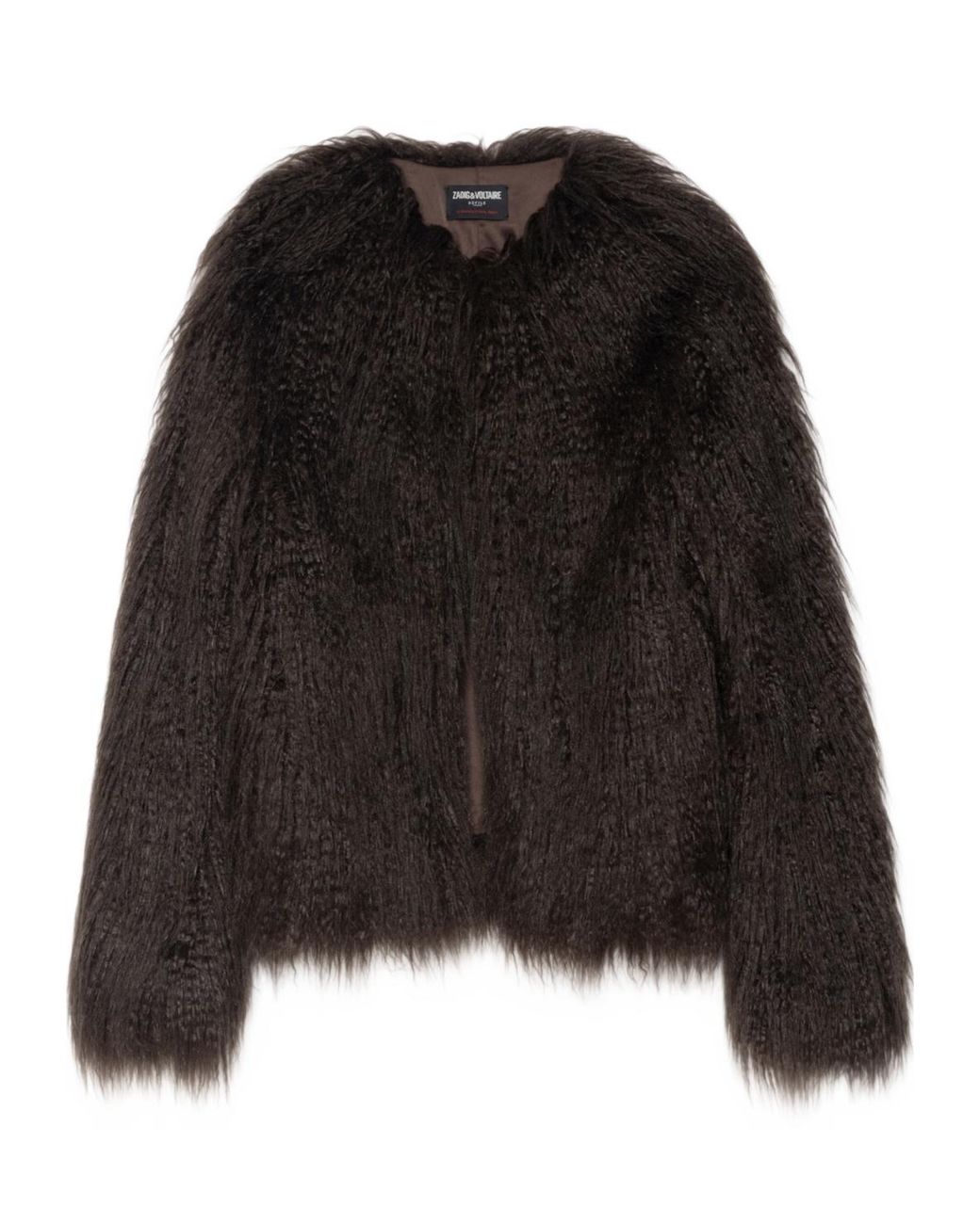 Zadig & Voltaire Black Shaggy Faux-Fur Coat