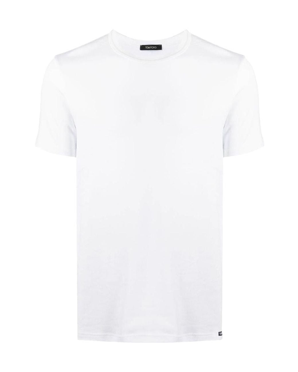 Tom Ford White Logo Round Collar Short-Sleeved T-Shirt for men