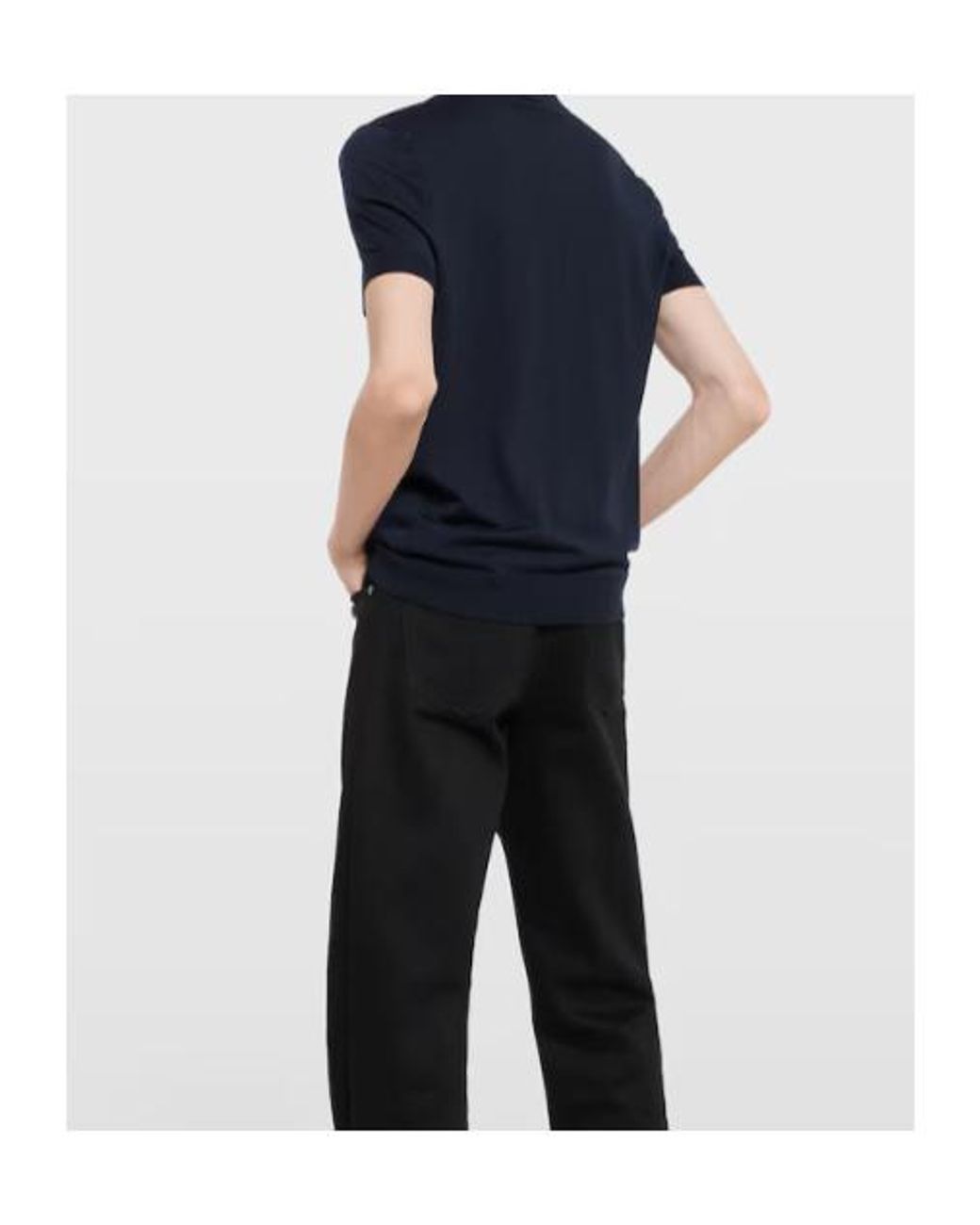 Gucci Blue Logo Embroidered Knit Polo Shirt for men