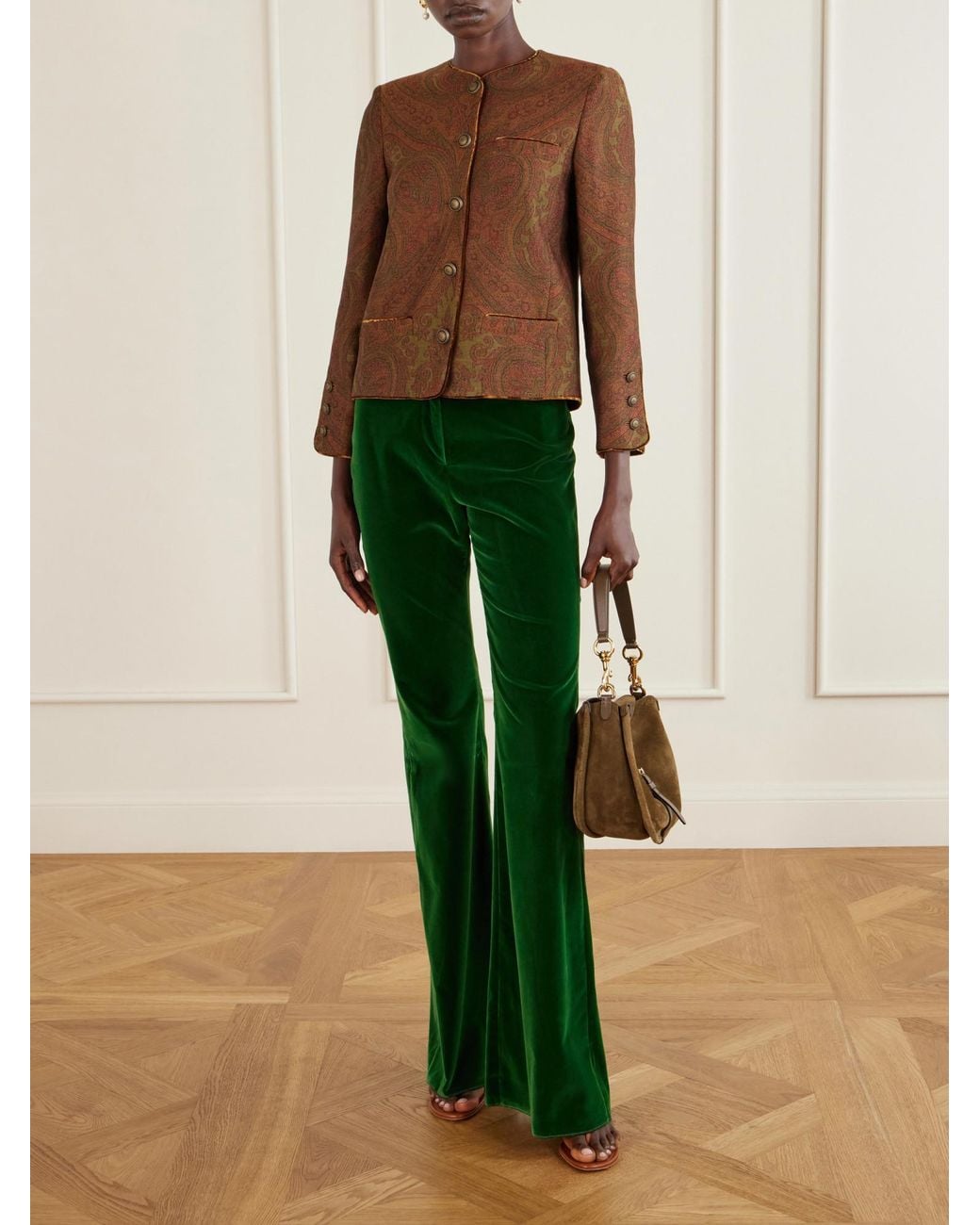 Etro Brown Paisley-Jacquard Crepe Blazer
