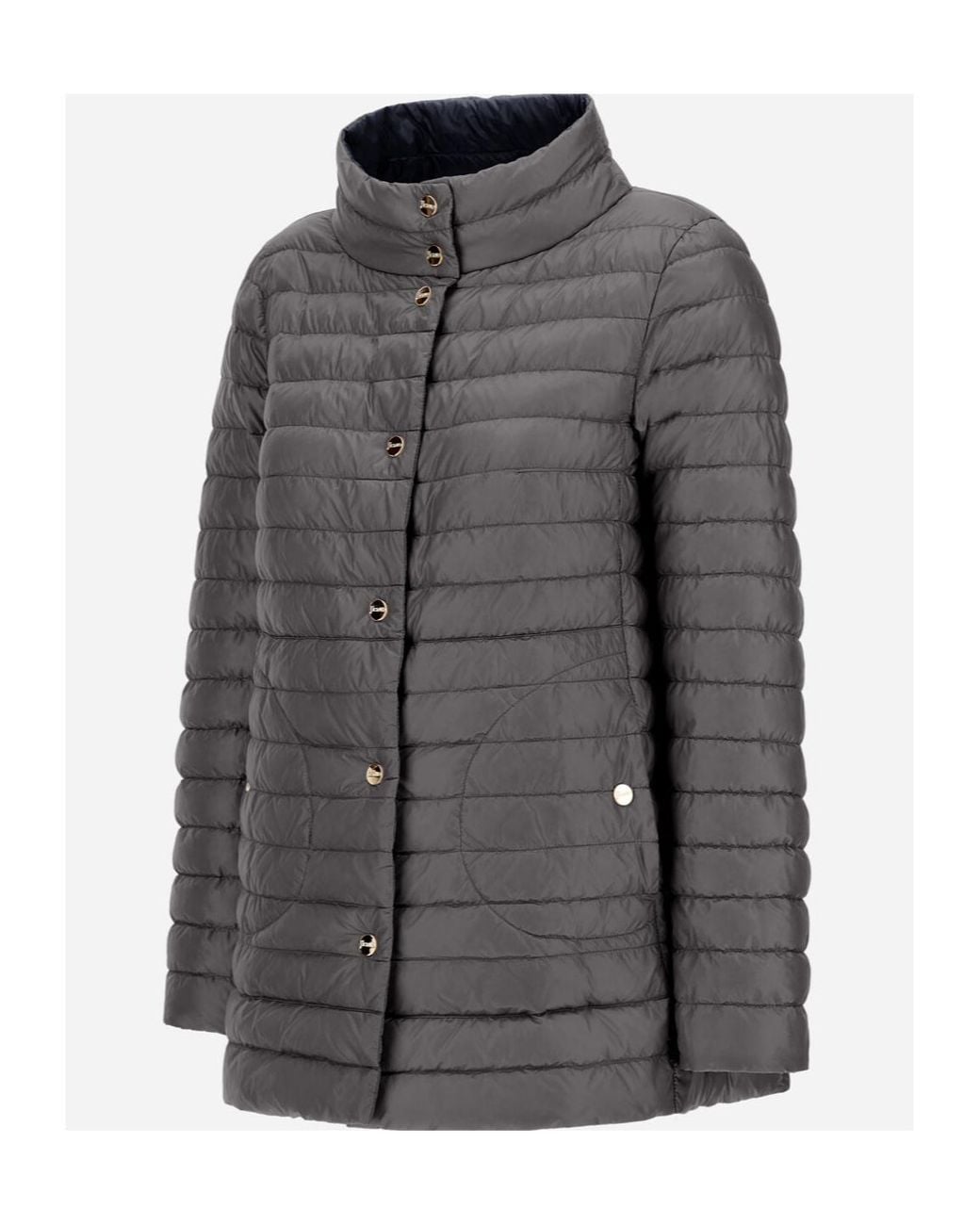 Herno Blue Reversible A-Shape Jacket With Contrasting Colors