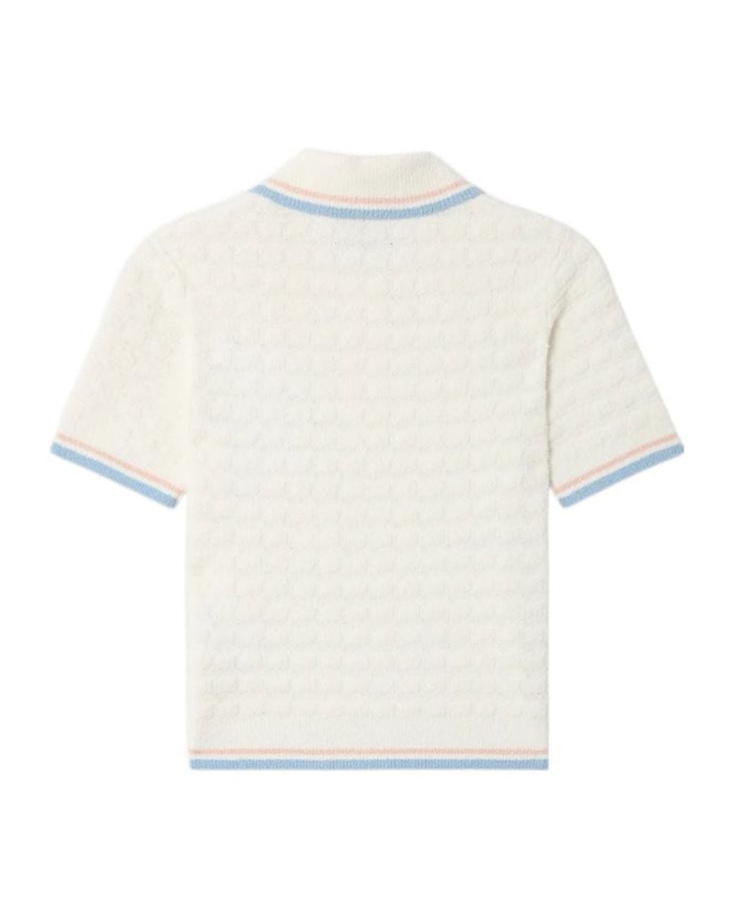 Casablanca White Textured Bouclé Logo Patch Polo Top