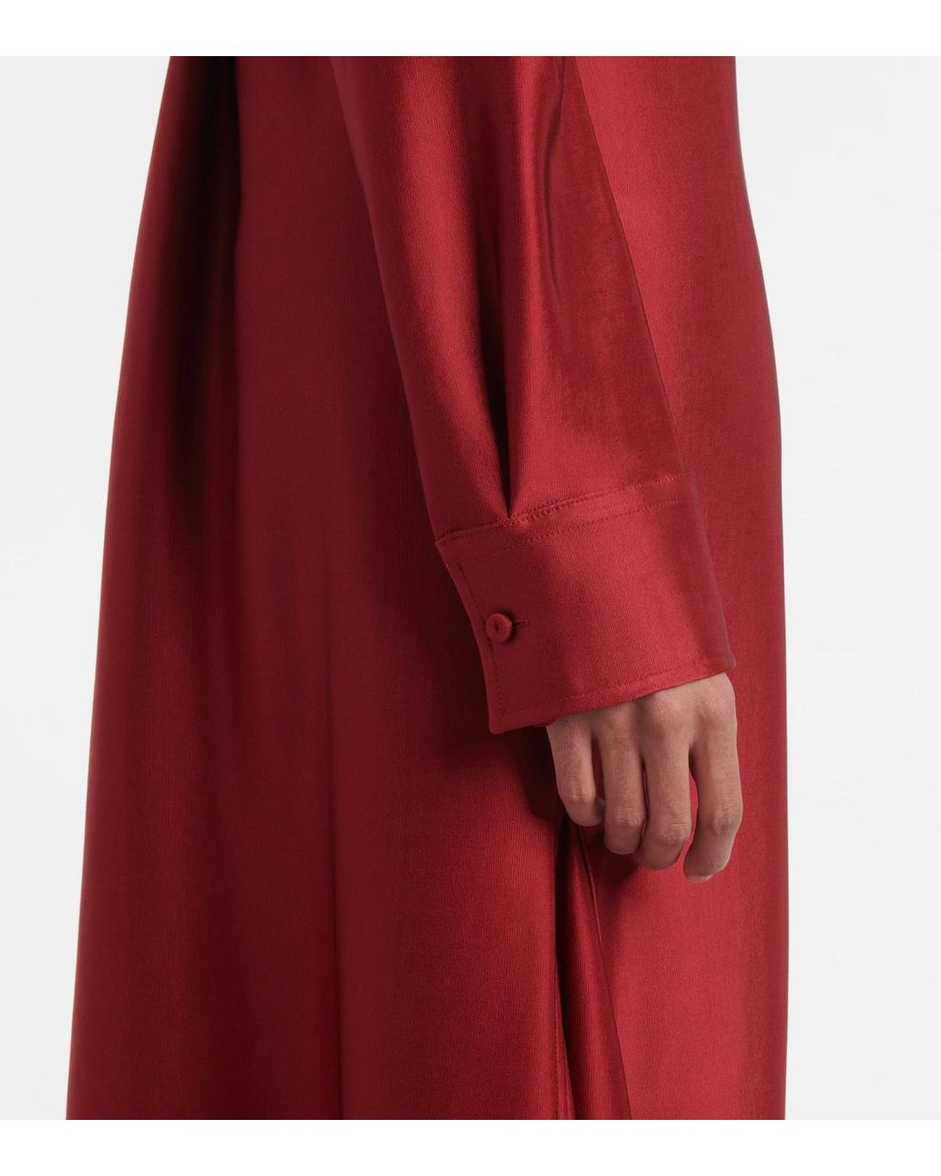 Jil Sander Red Satin Shirt Dress