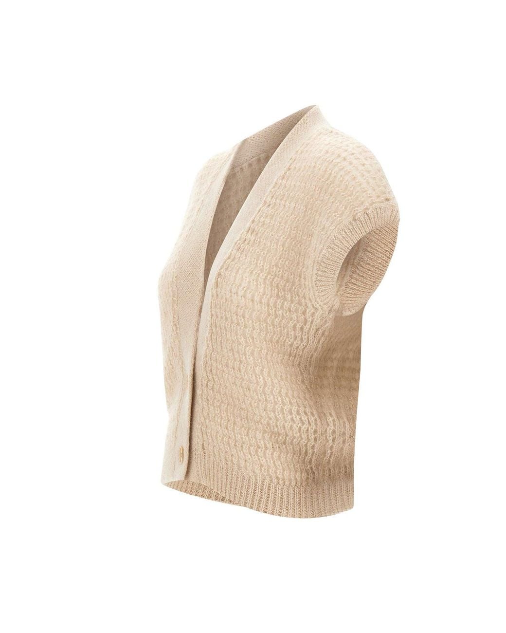 Eleventy White Sleeveless V-Neck Cardigan