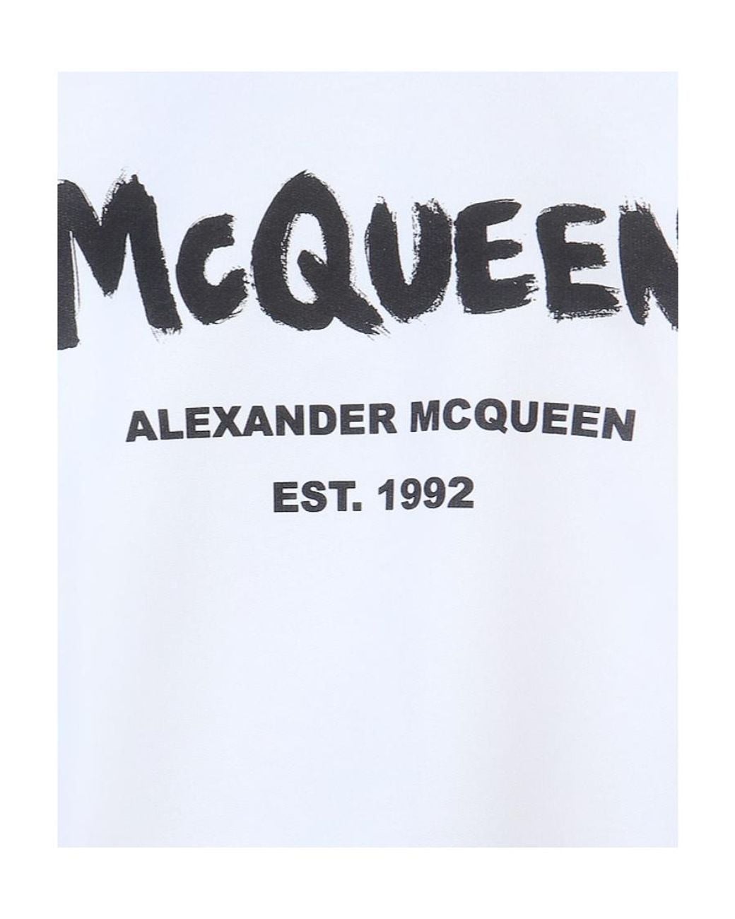 McQueen White Logo Printed Crewneck Sweatshirt