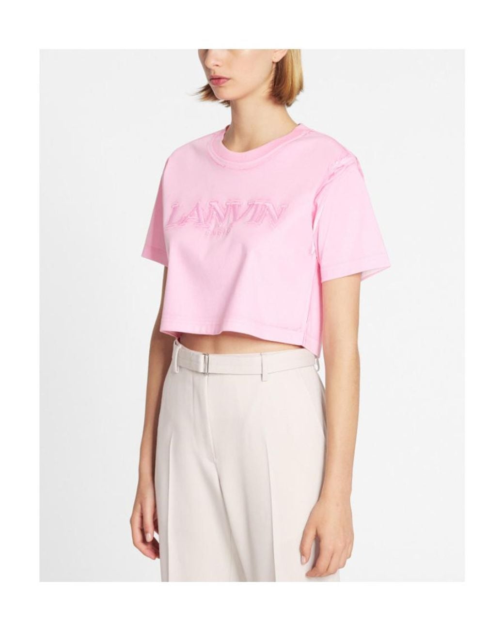 Lanvin Pink Round Neck Short T-Shirt