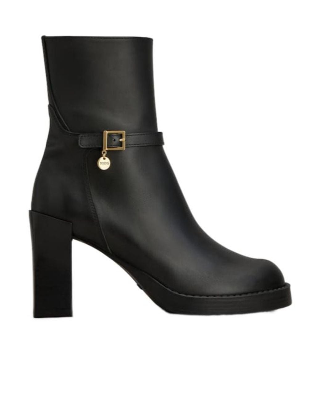 Tod's Black Buckle-Strap Block Heel Ankle Boots