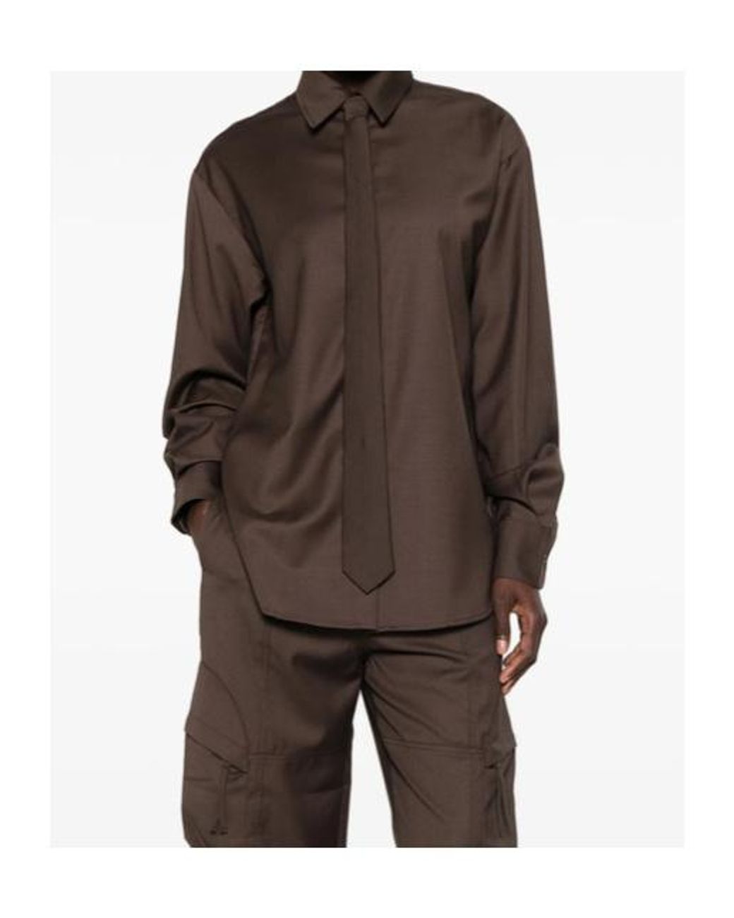 Frankie Shop Brown Peri Sheer Shirt