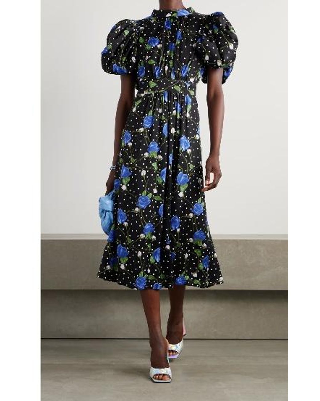 ROTATE BIRGER CHRISTENSEN Blue Stripped Printed Dress With No Back Coverage