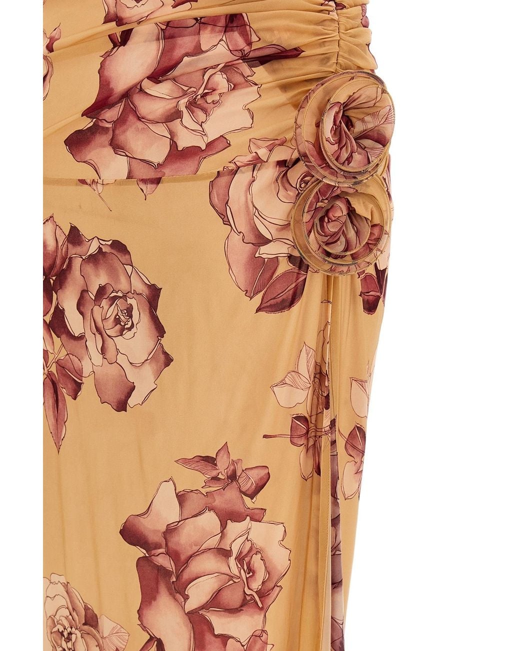 Magda Butrym Metallic Strapless Flower Patch Midi Dress
