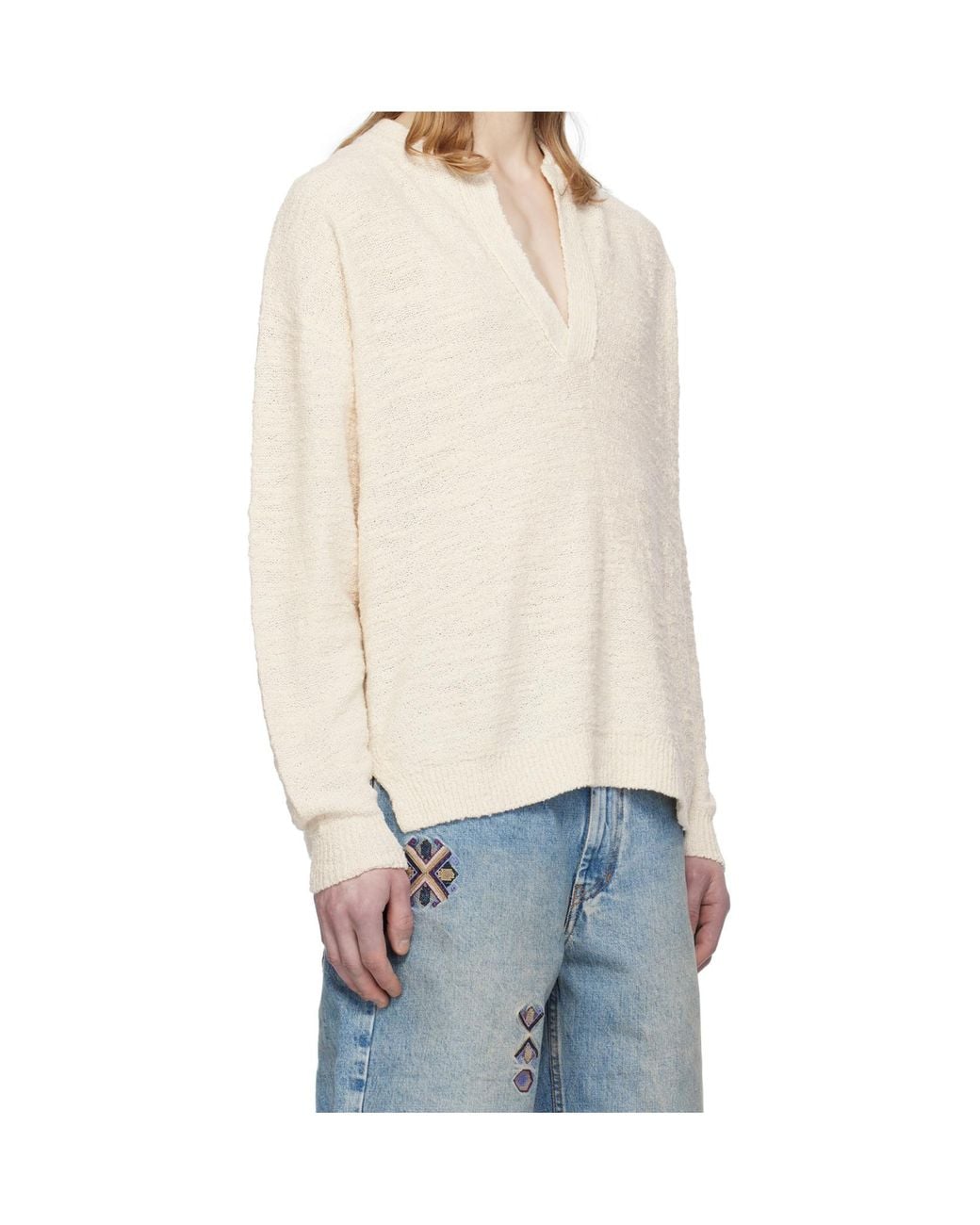 Isabel Marant White Arnold V-Neck Jumper for men