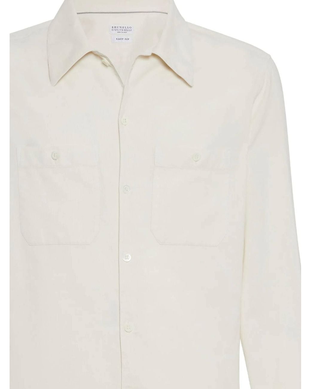 Brunello Cucinelli White Long Sleeved Button-Up Shirt for men