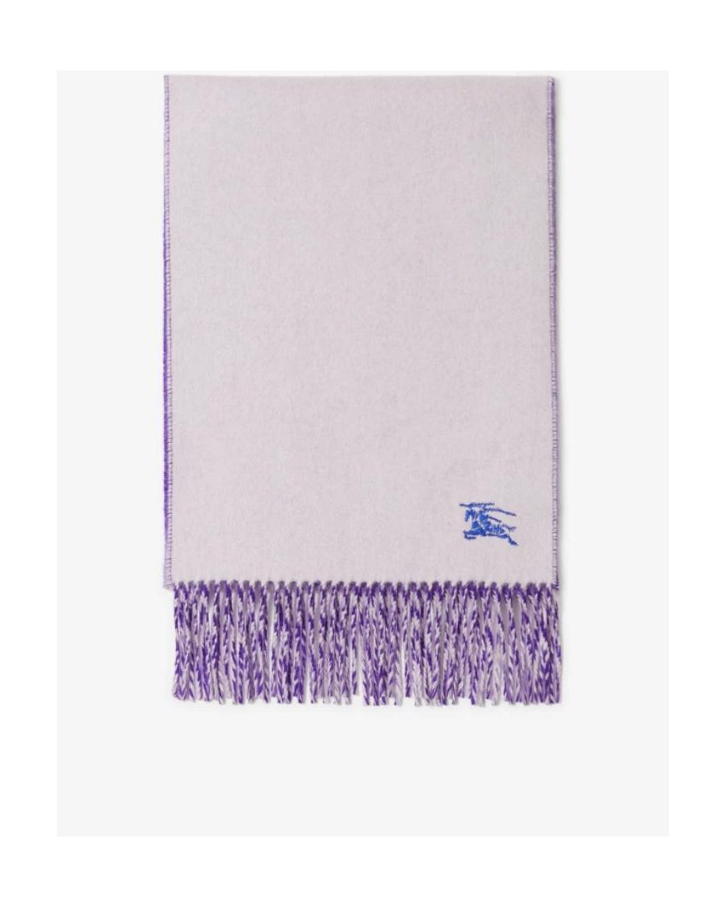 Burberry Purple Logo Embroidered Fringed Edge Scarf for men