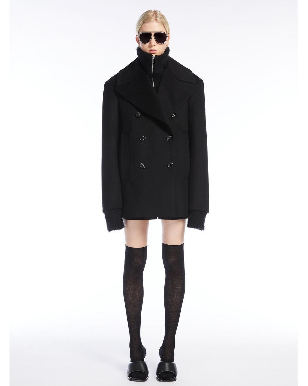 Sportmax Black Orchis Double-Breasted Belted Coat
