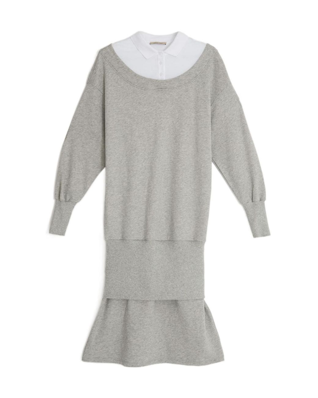 Paloma Wool Gray Belda Layered-Design Long-Sleeve Dress