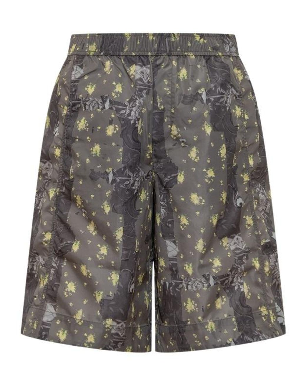 Ganni Gray Printed Nylon Bermuda Shorts