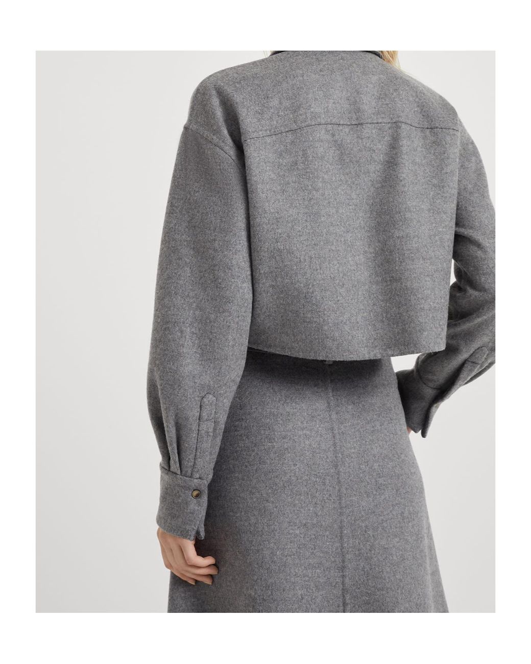 Brunello Cucinelli Gray Long Sleeved Cropped Shirt