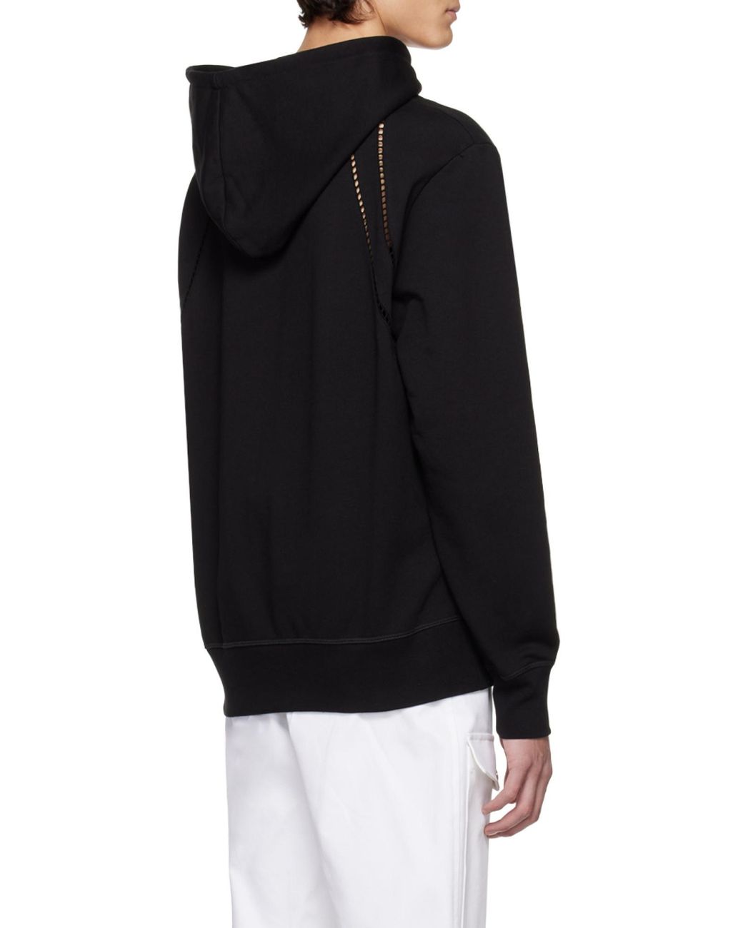 McQueen Blue Cut-Out Detailed Drawstring Hoodie for men