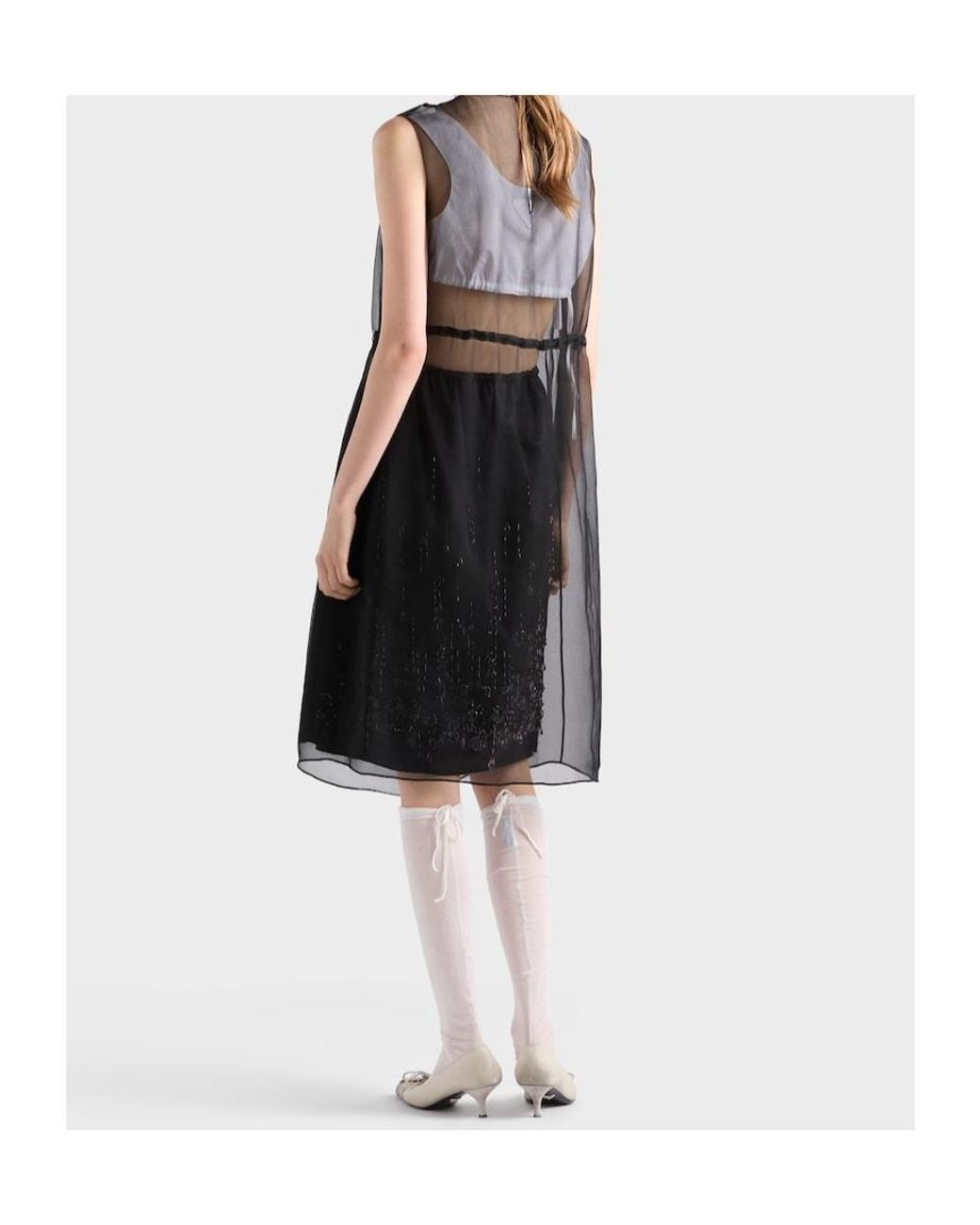 Prada Black Embroidered Silk Cigaline Dress