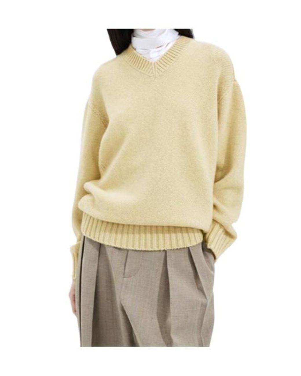 Bottega Veneta Natural V-Neck Oversized Jumper