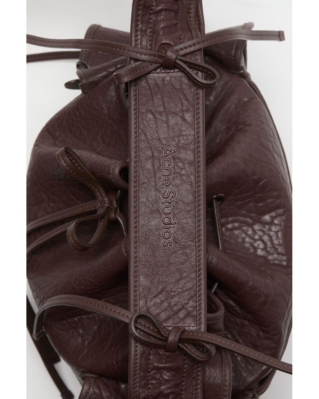 Acne Brown Ruffled Drawstring Shoulder Bag