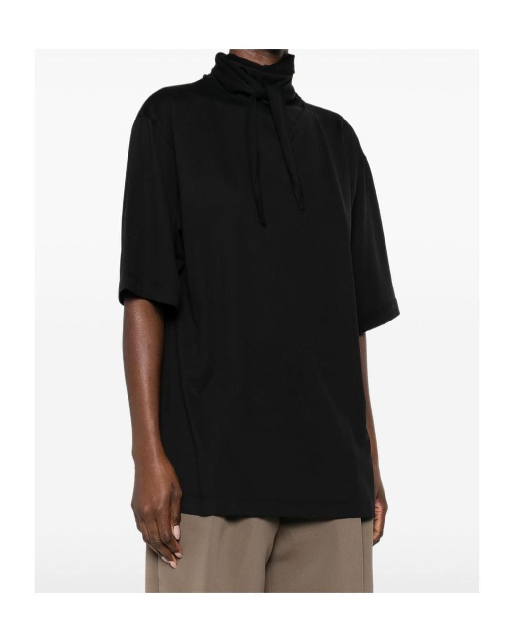 Lemaire Black Roll-Neck Straight Hem T-Shirt