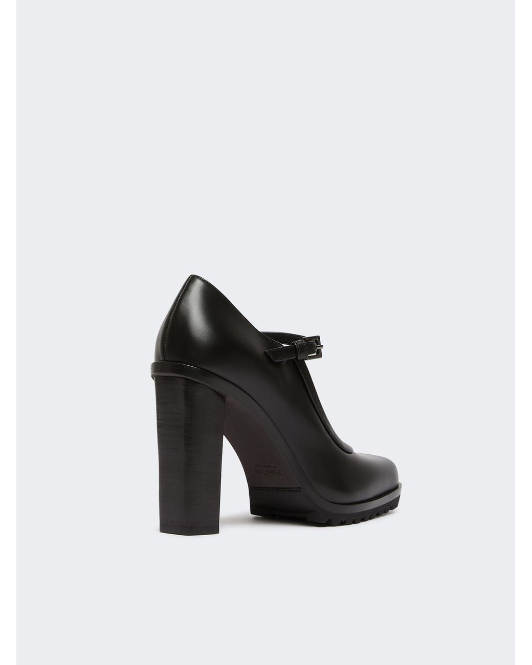 Max Mara Black Mary Buckle-Strap Block Heel Pumps
