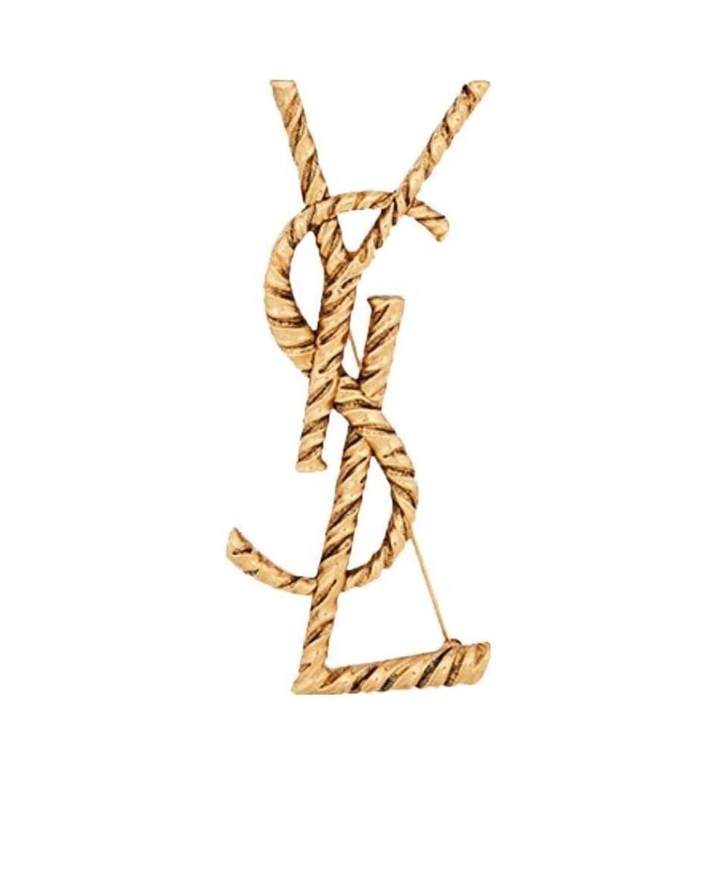 Saint Laurent Metallic Opyum Ysl Twisted Brooch